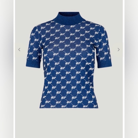 Baum Und Pferdgarten Tops - Baum und pferdgarten Navy Logo Patterned Top short sleeve shimmer turtleneck  L